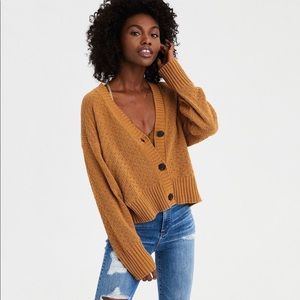 American Eagle Mustard Button-Up Cardigan